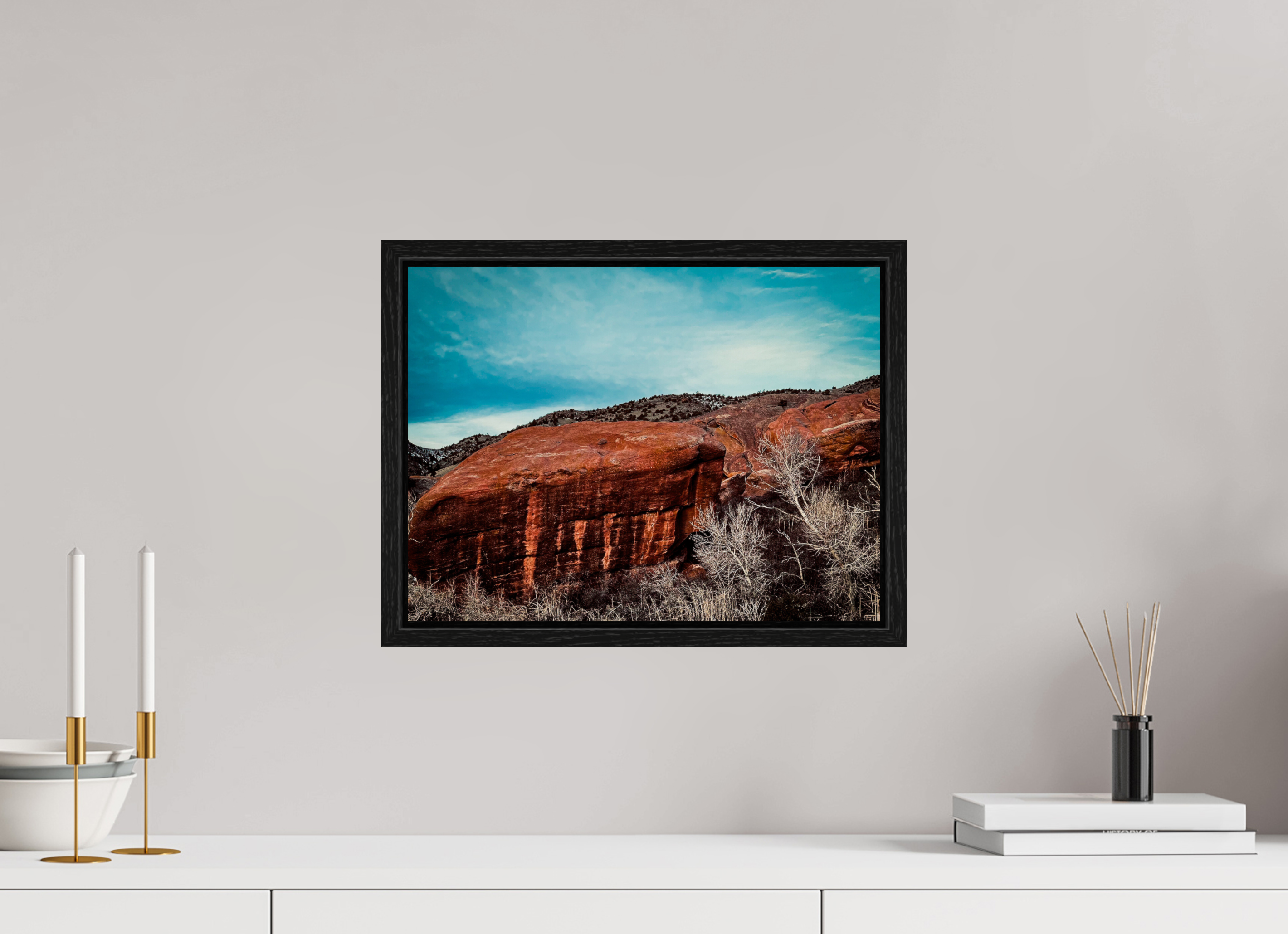 16 x 12″, Floater Frame Red Rocks at dawn 02