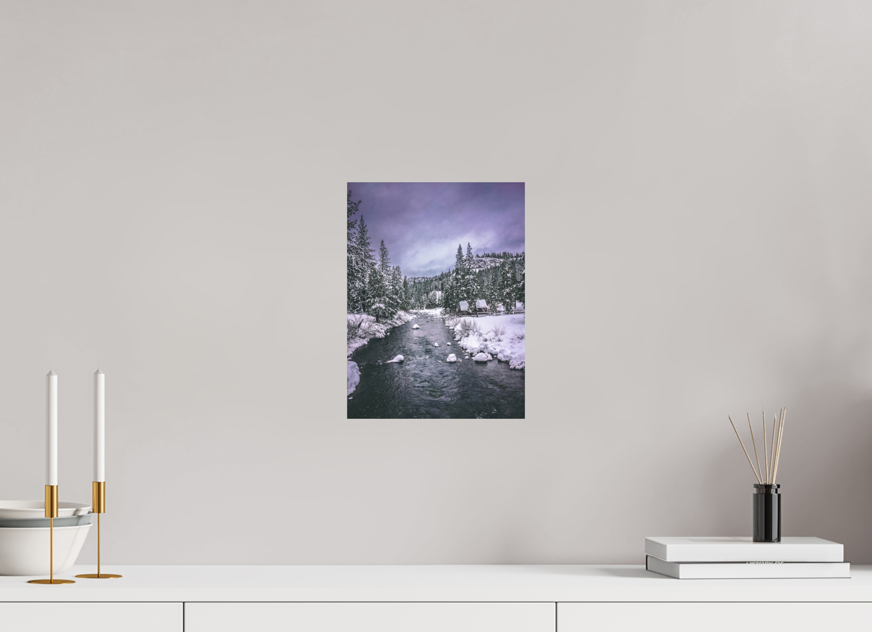 9 x 12″, Direct Print on Aluminum Dibond Winter in Tahoe stream 02