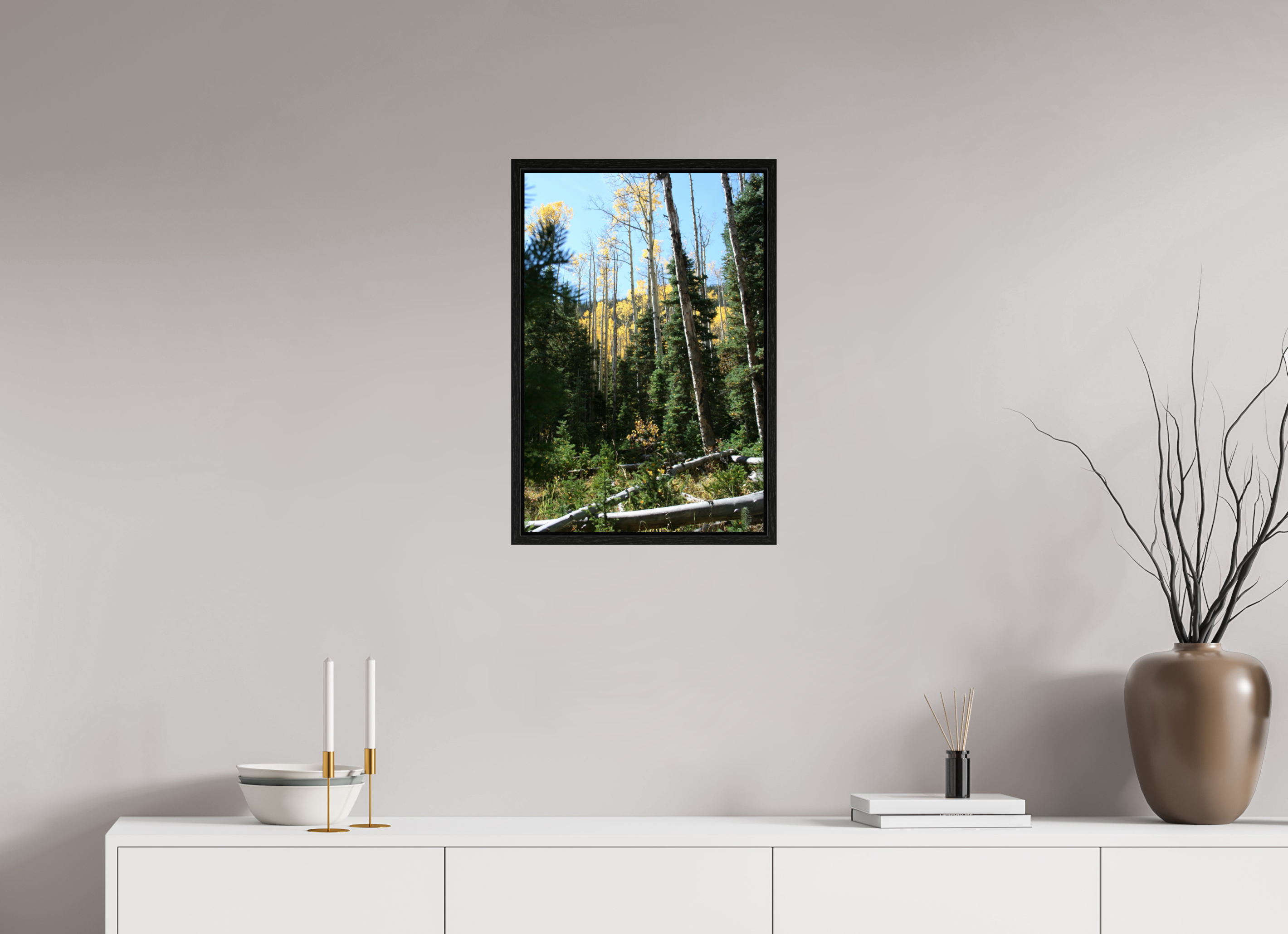 16 x 24″, Floater Frame Fall Hike in Colorado
