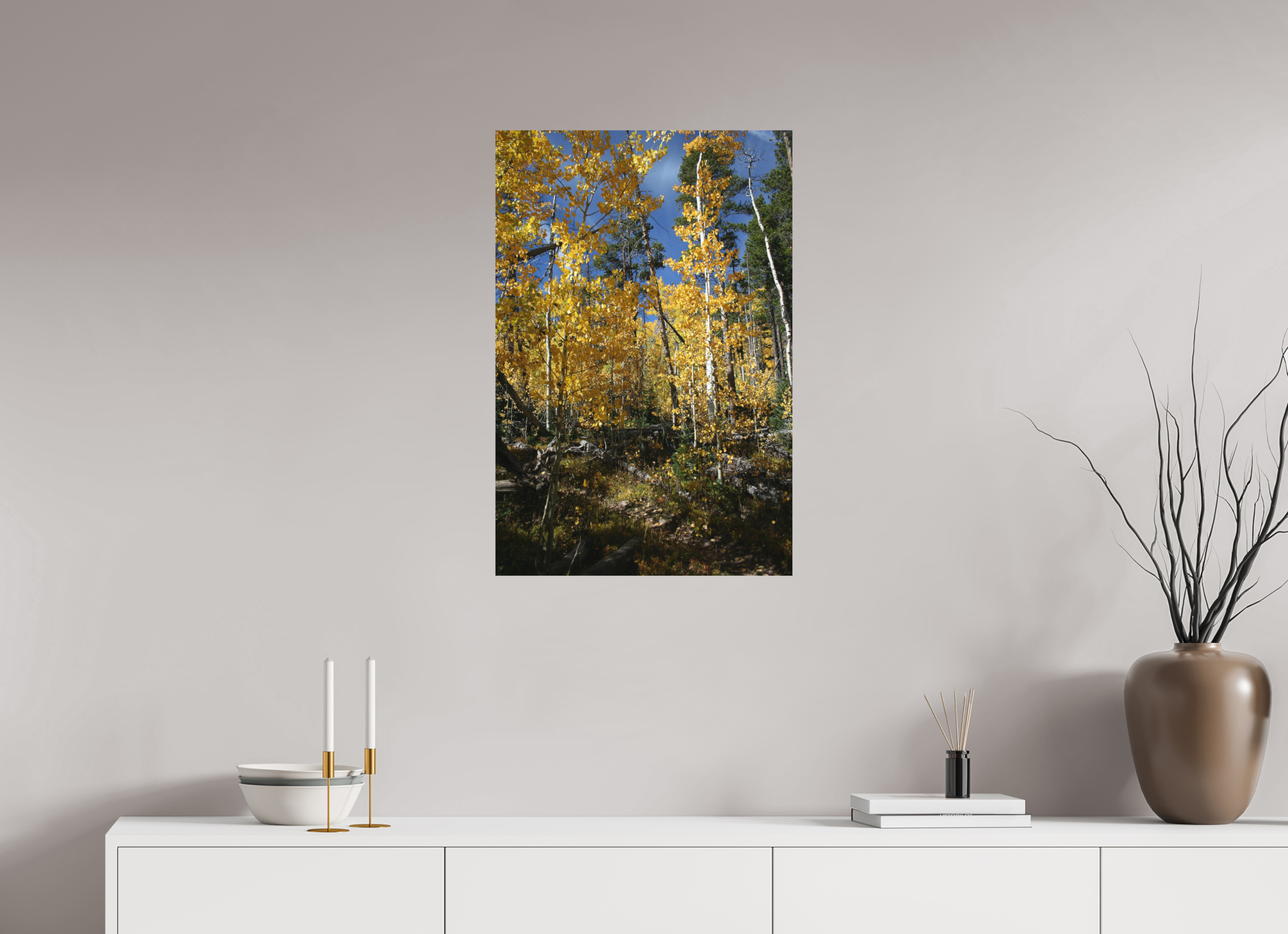 20 x 30″, Direct Print on Aluminum Dibond Fall Aspens 02 - Vertical image