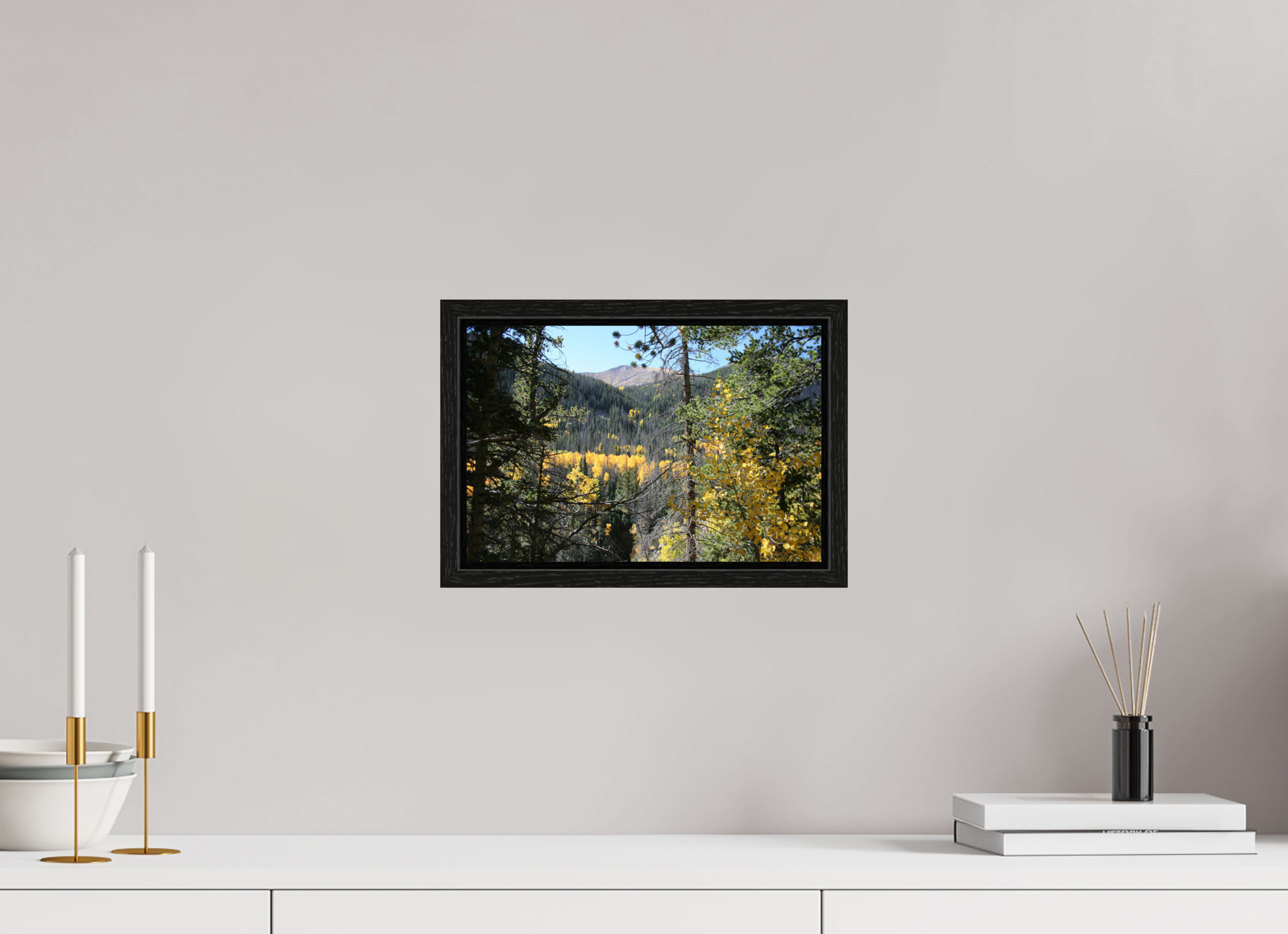 12 x 8″, Floater Frame Mountain Valley in Fall 02