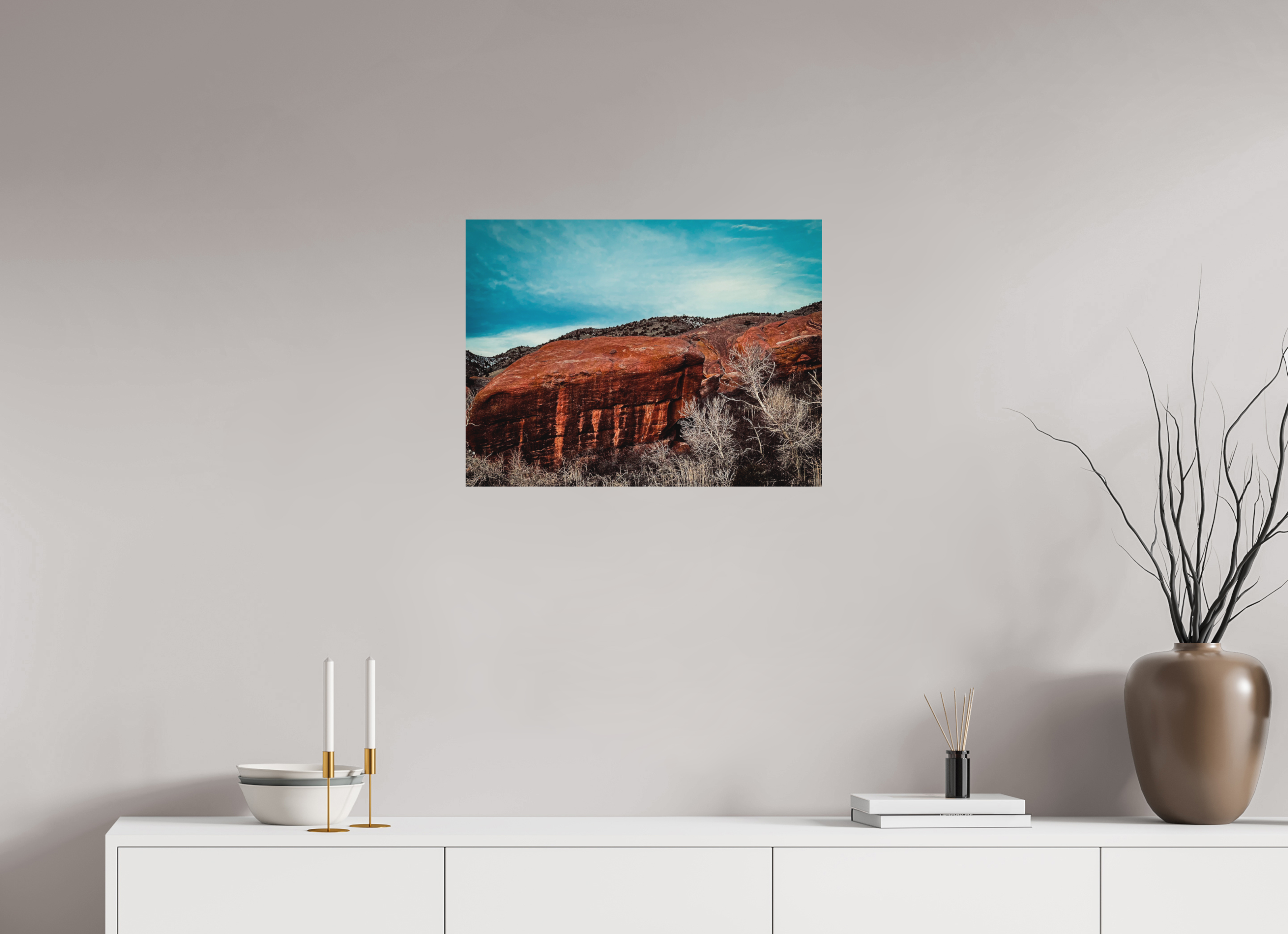 24 x 18″, Direct Print on Aluminum Dibond Red Rocks at dawn 02