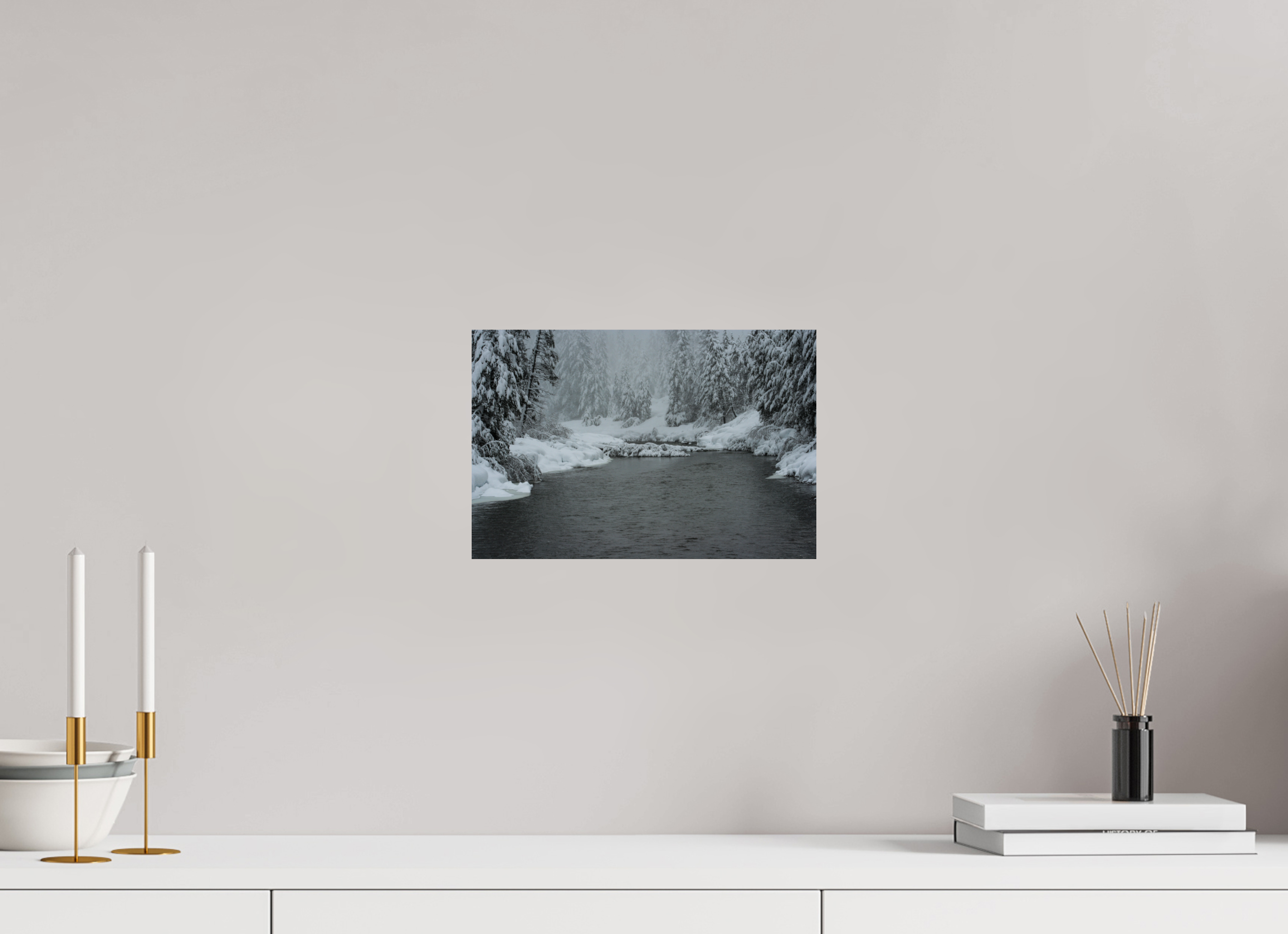 12 x 8″, Photo Print with Protective Lamination Winter in Tahoe stream 09