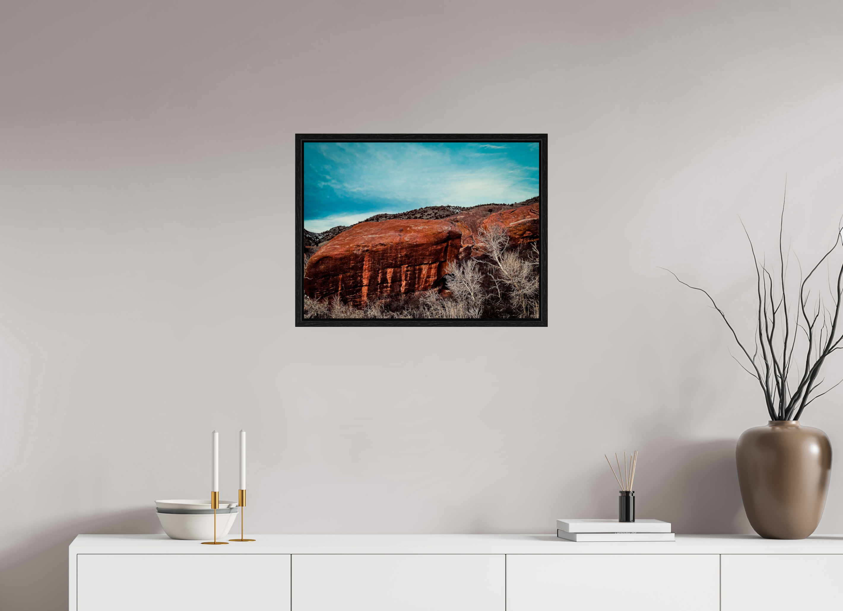 24 x 18″, Floater Frame Red Rocks at dawn 02