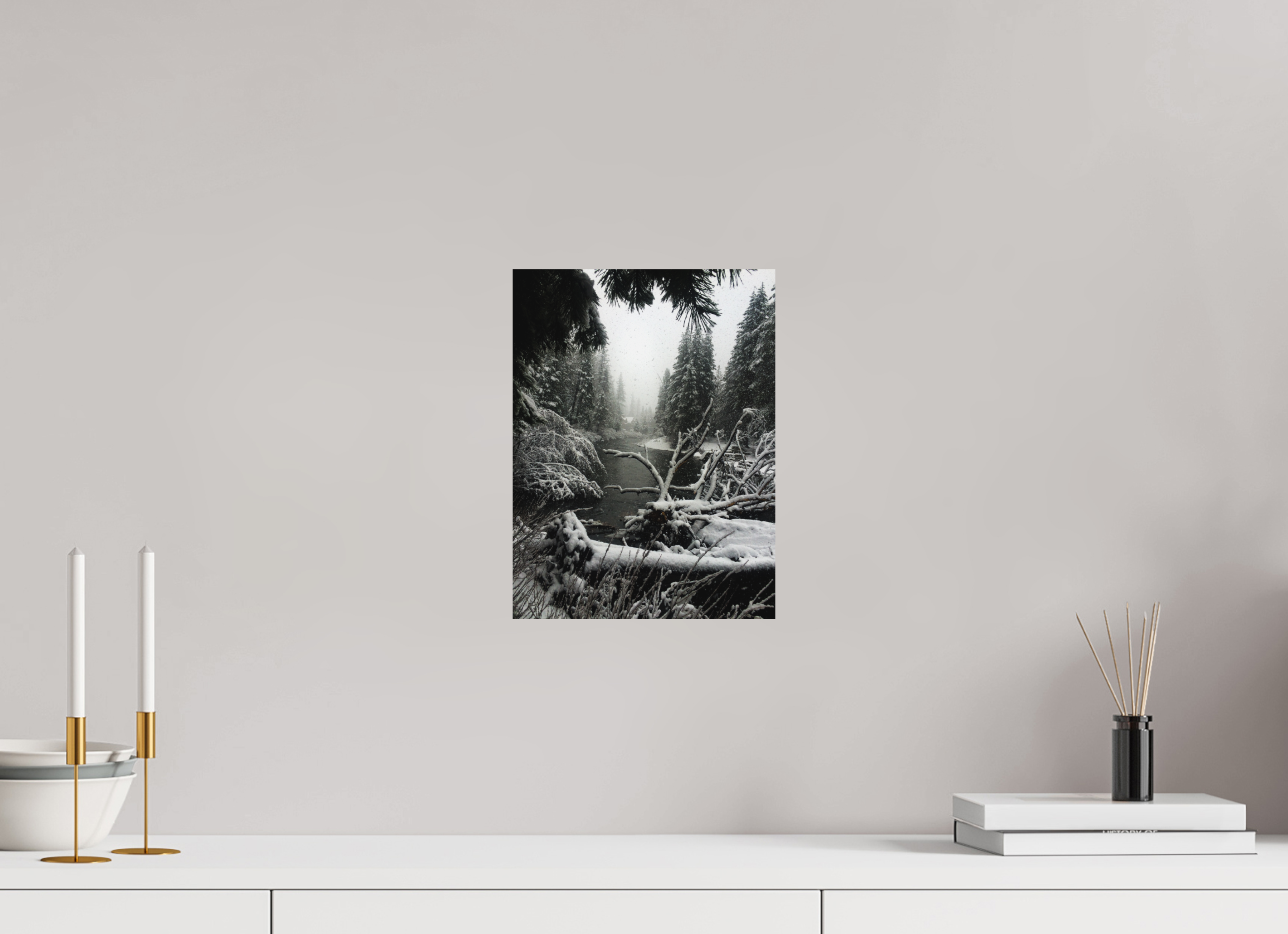 9 x 12″, Direct Print on Aluminum Dibond Winter in Tahoe stream 06