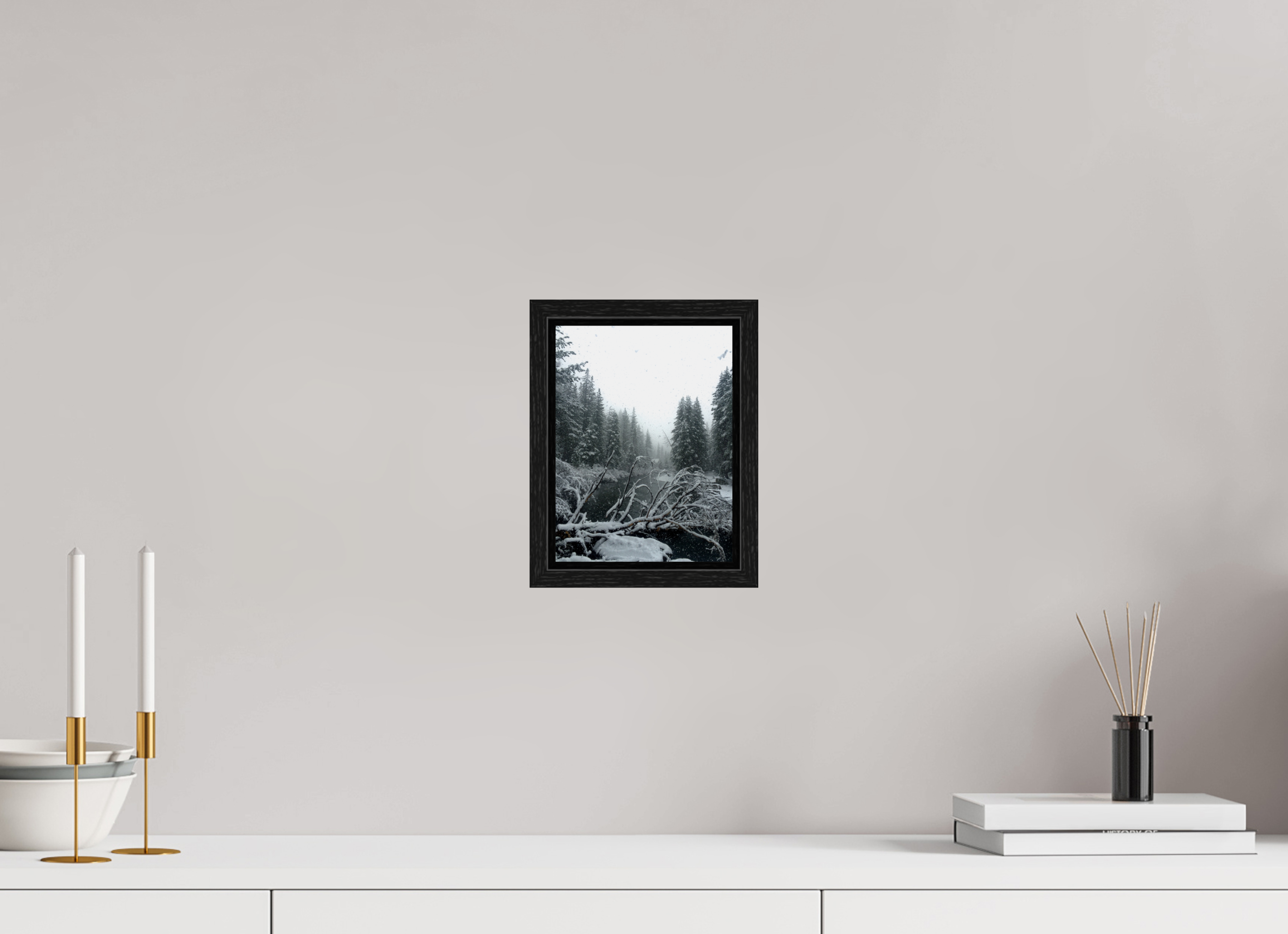 6 x 8″, Floater Frame Winter in Tahoe stream 05