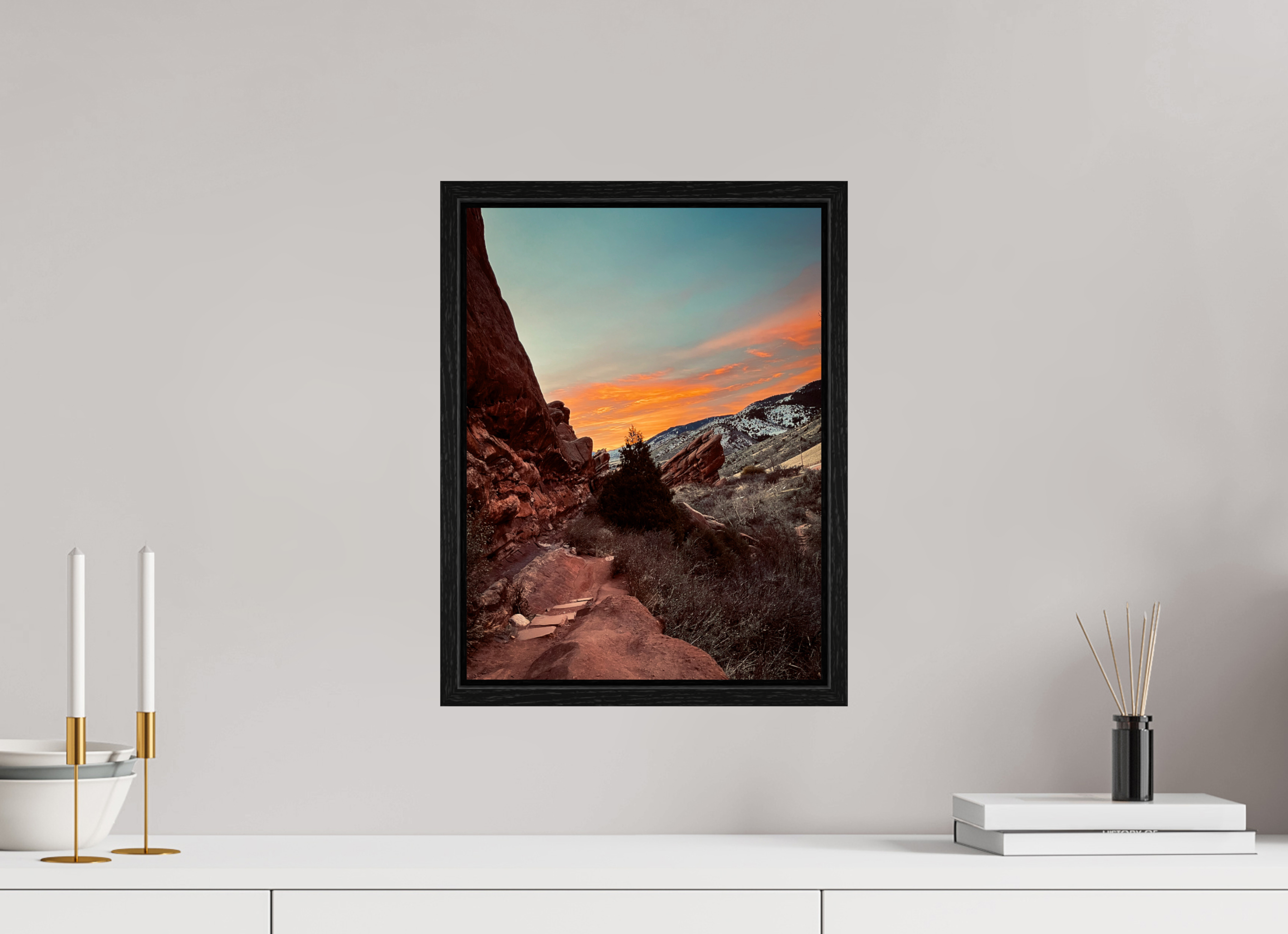 12 x 16″, Floater Frame Red Rocks at dawn 06