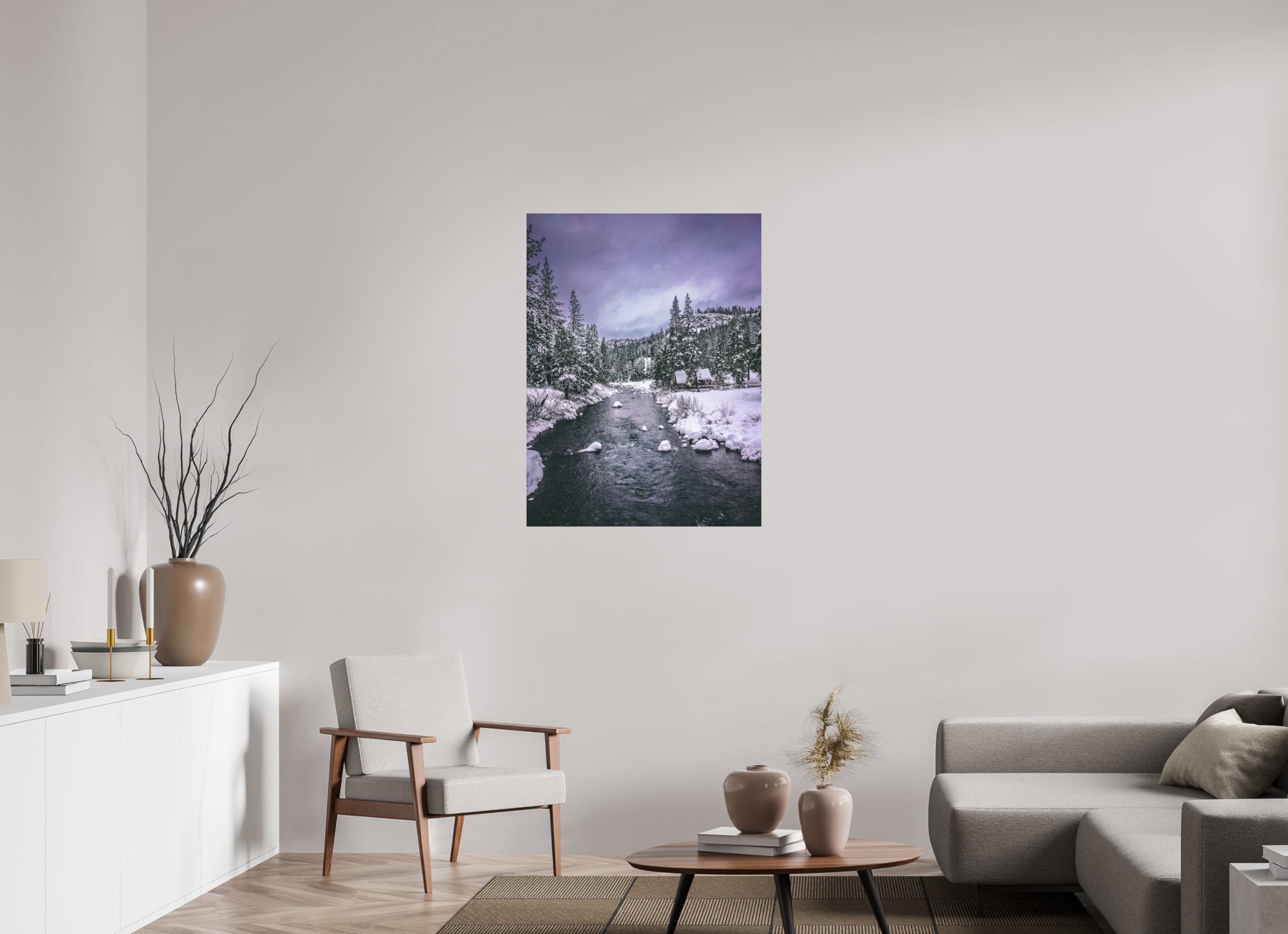 30 x 40″, Photo Print with Protective Lamination Winter in Tahoe stream 02