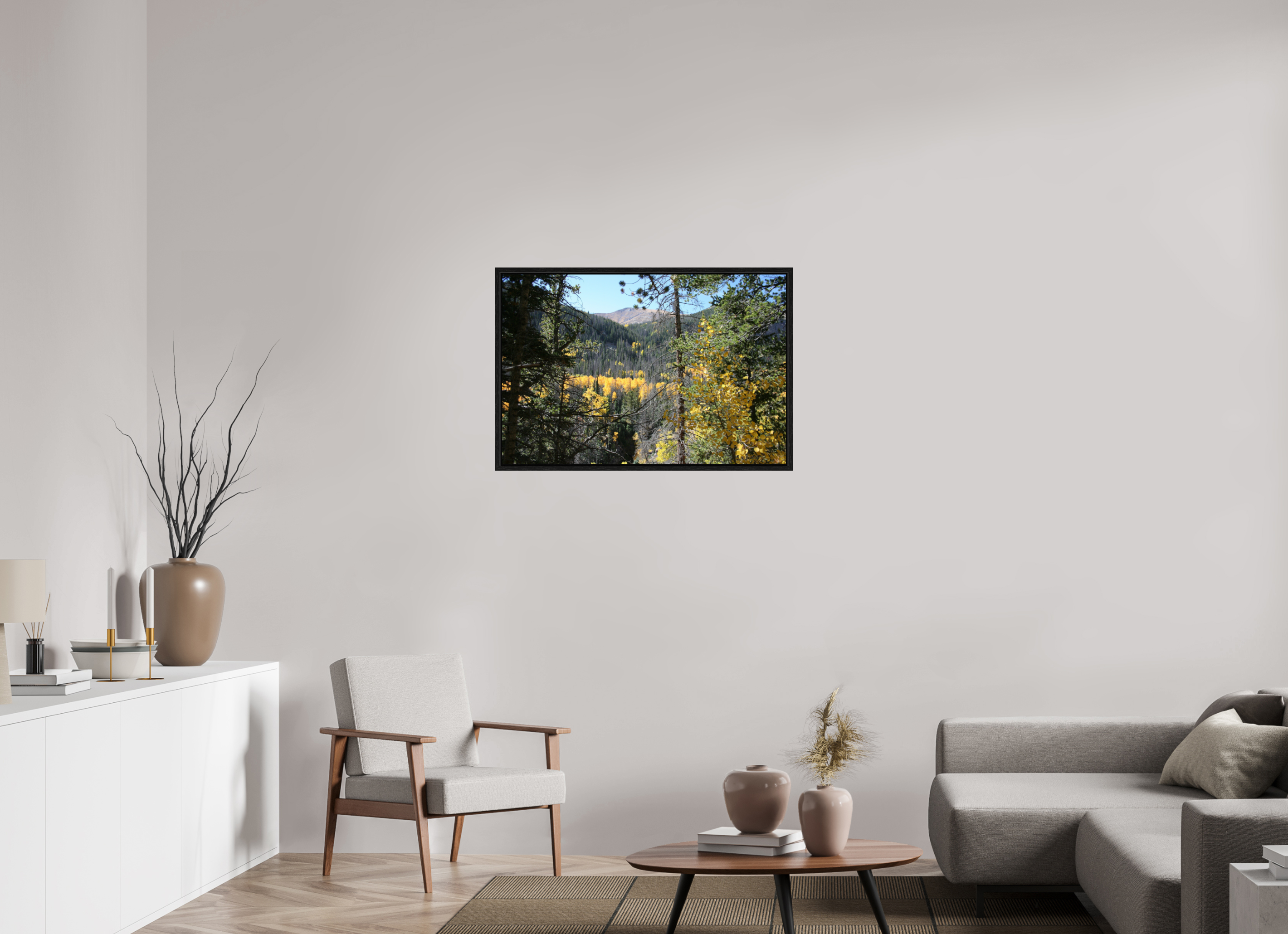 36 x 24″, Floater Frame Mountain Valley in Fall 02