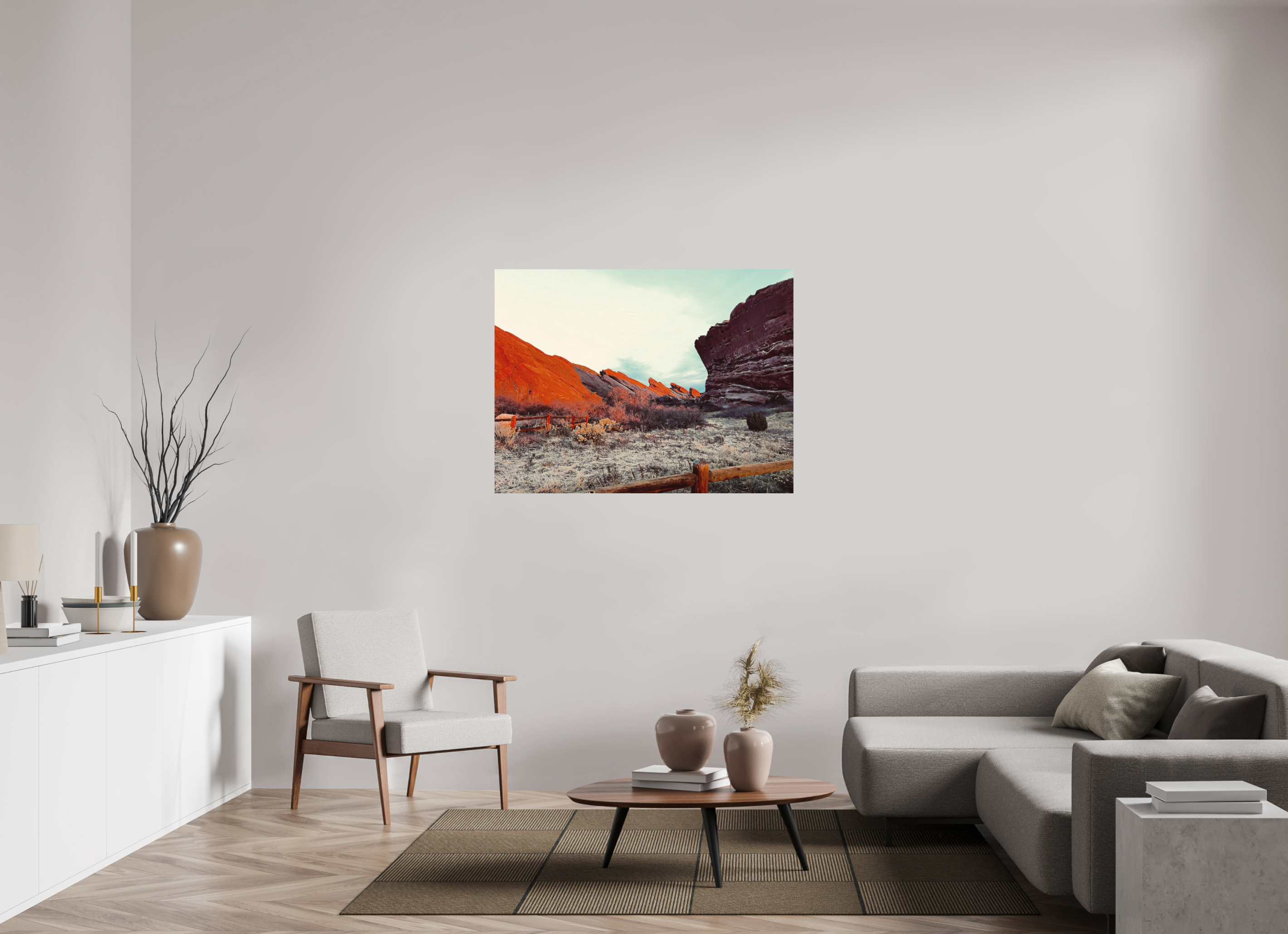 48 x 36″, Direct Print on Aluminum Dibond Red Rocks at dawn 05