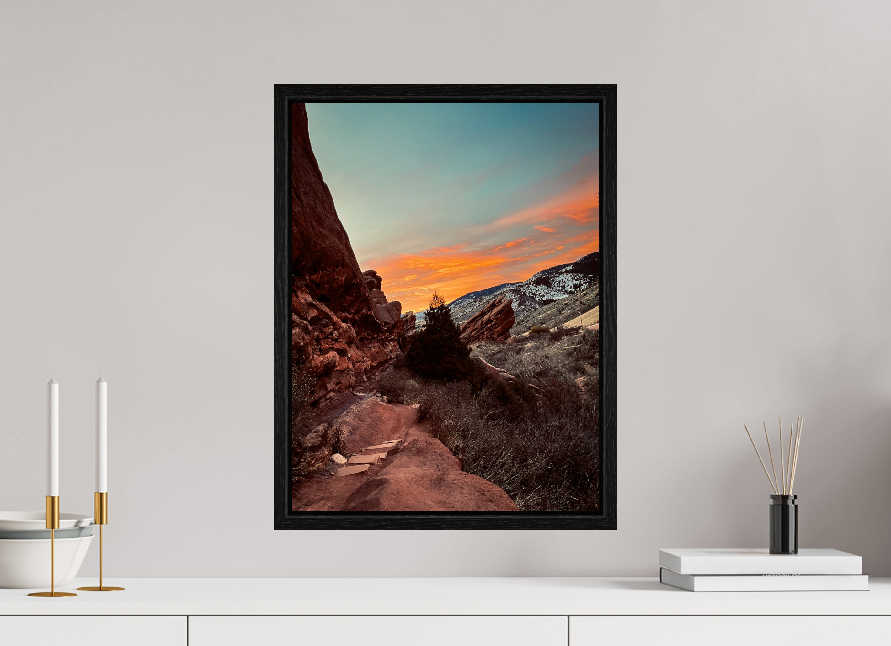 15 x 20″, Floater Frame Red Rocks at dawn 06