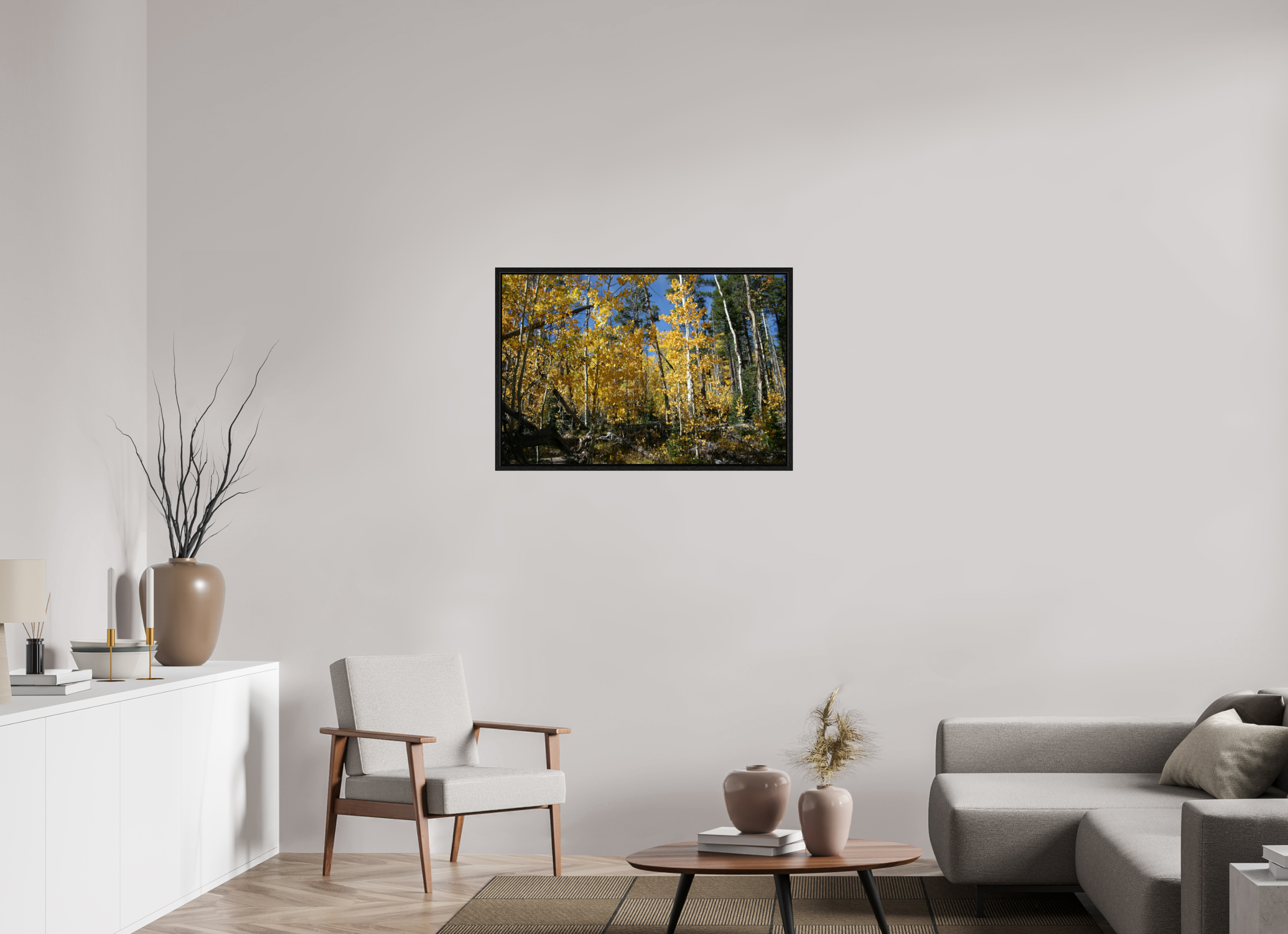 36 x 24″, Floater Frame Fall Aspens 03 - Horizontal