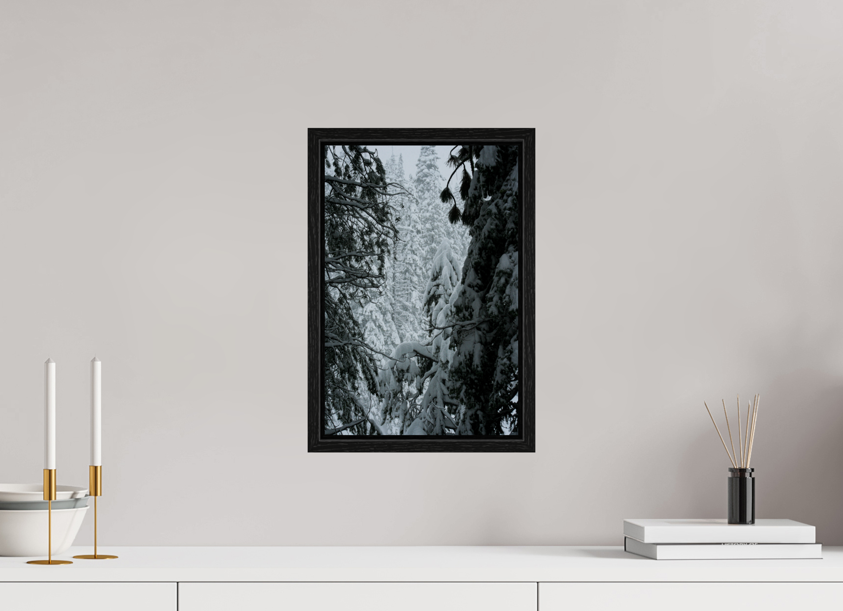 10 x 15″, Floater Frame Winter in Tahoe stream 10
