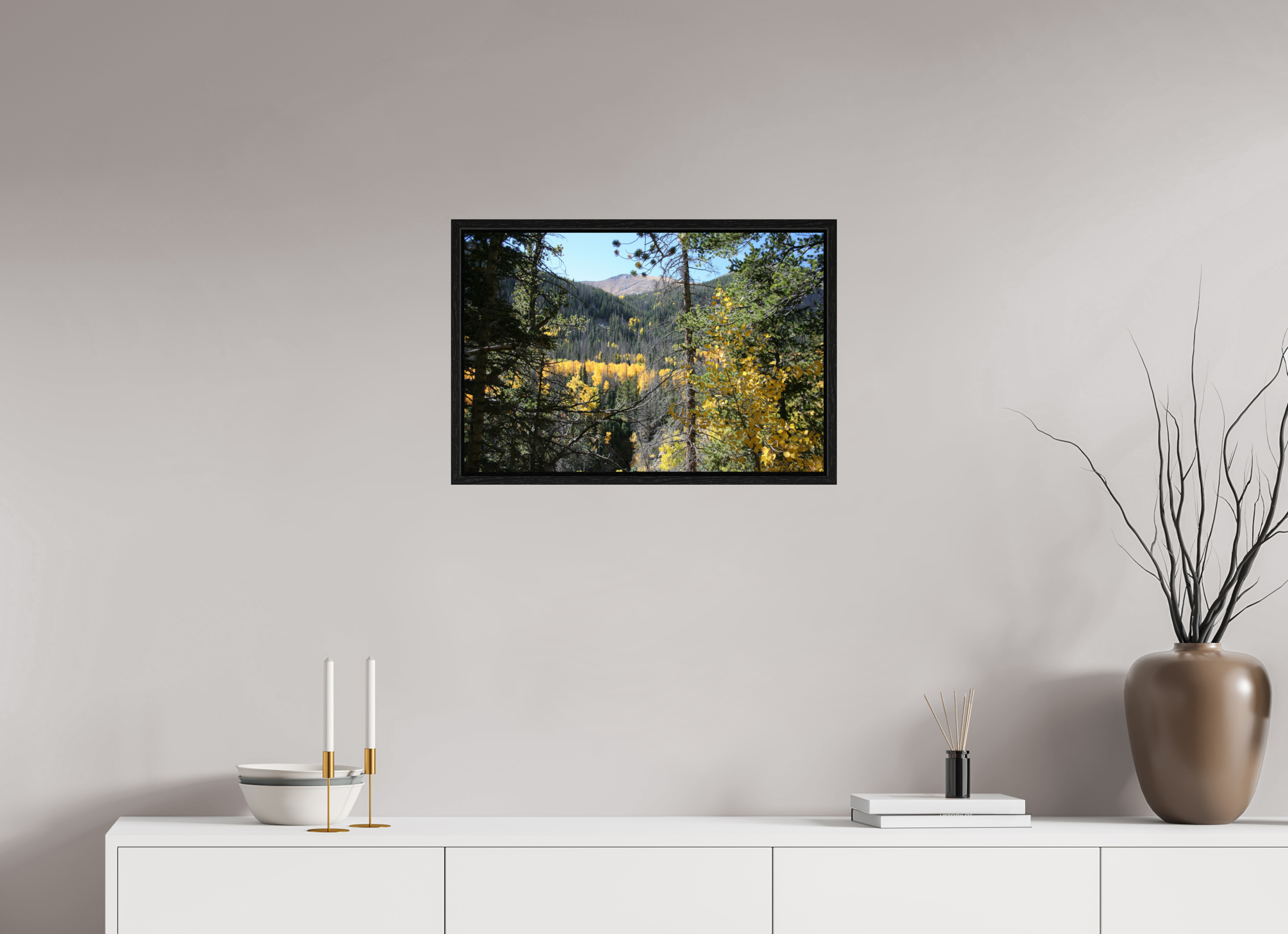 24 x 16″, Floater Frame Mountain Valley in Fall 02