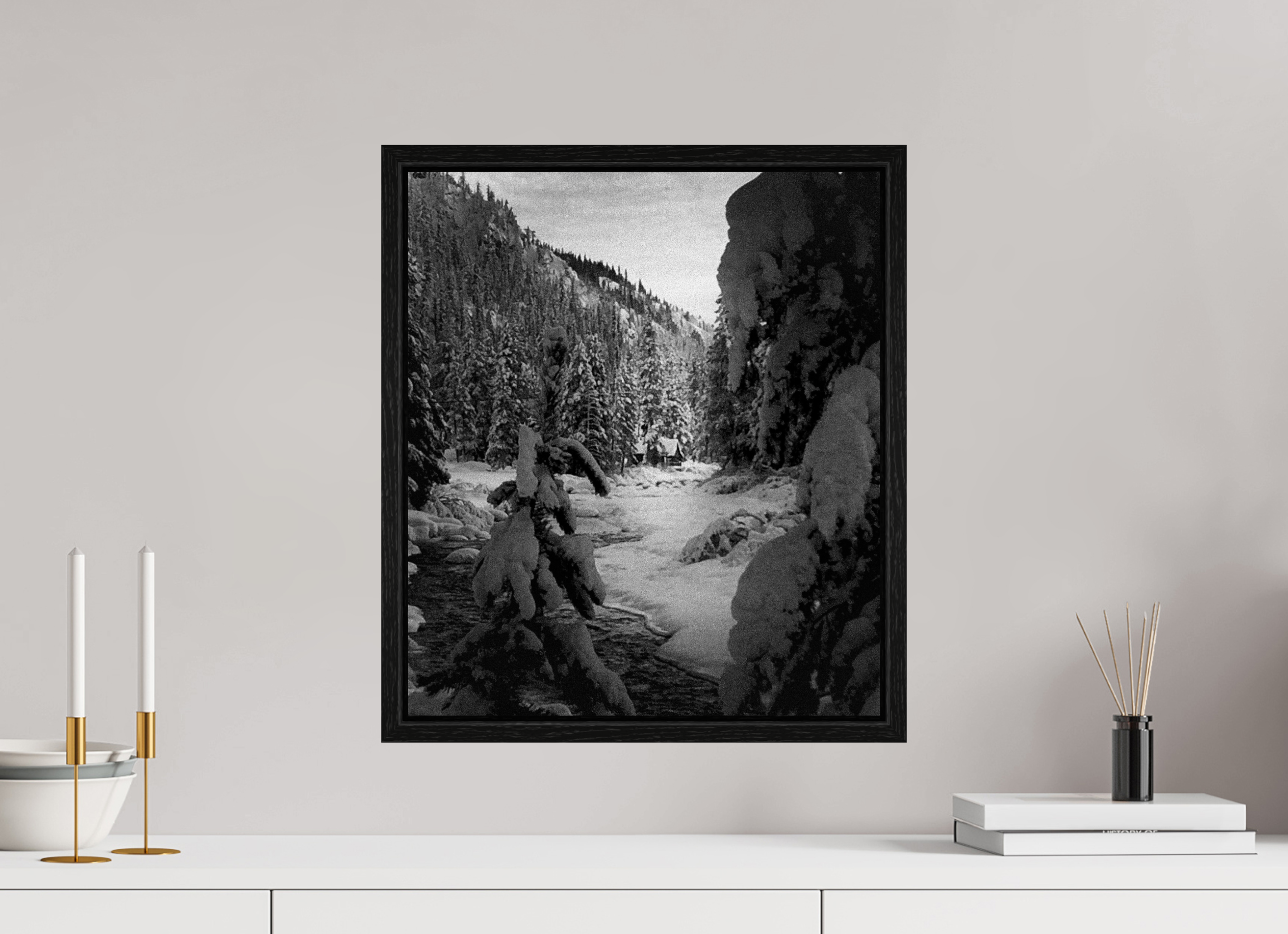 16 x 18.4″, Floater Frame Winter in Tahoe stream 03