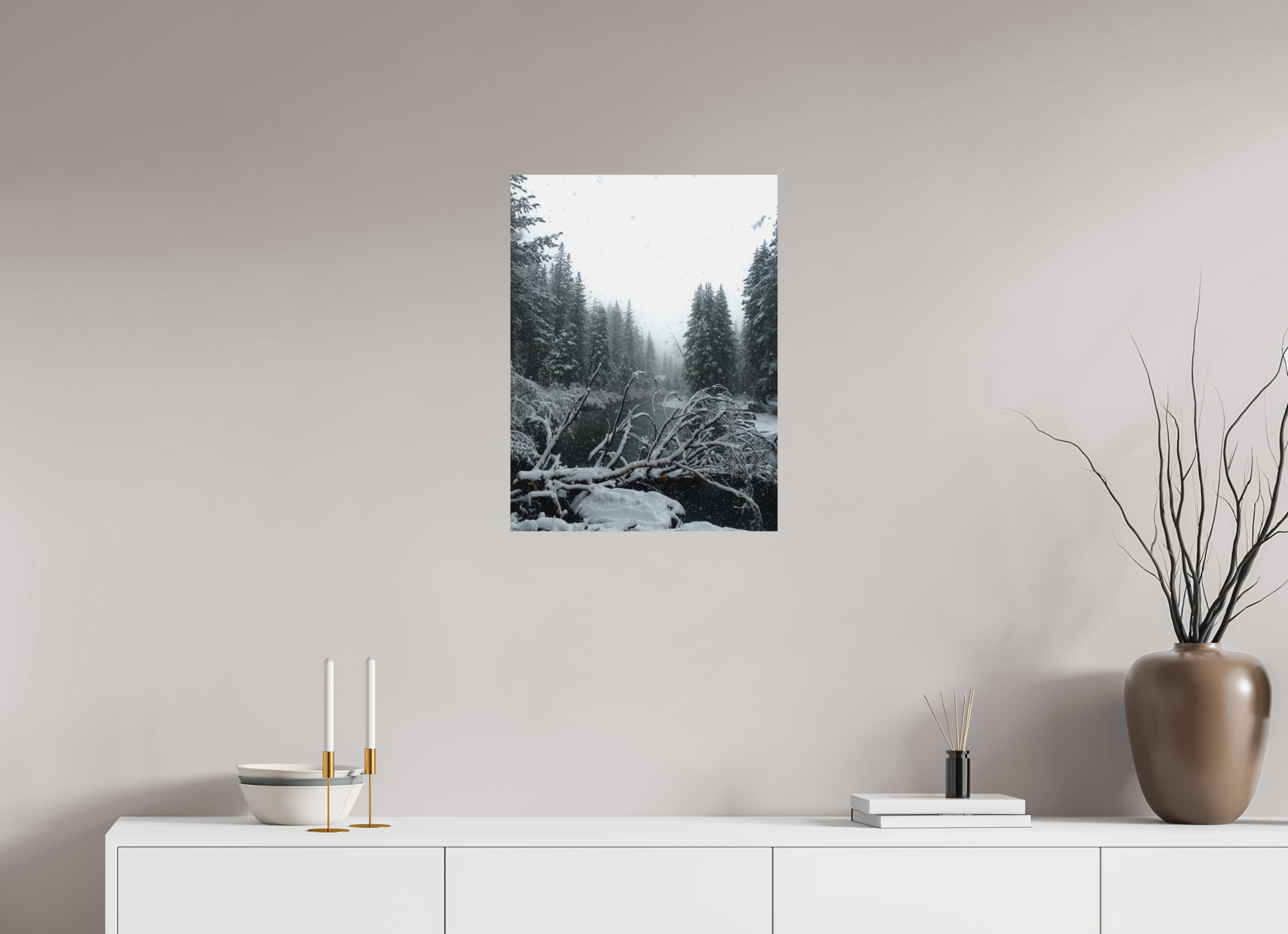 18 x 24″, Direct Print on Aluminum Dibond Winter in Tahoe stream 05