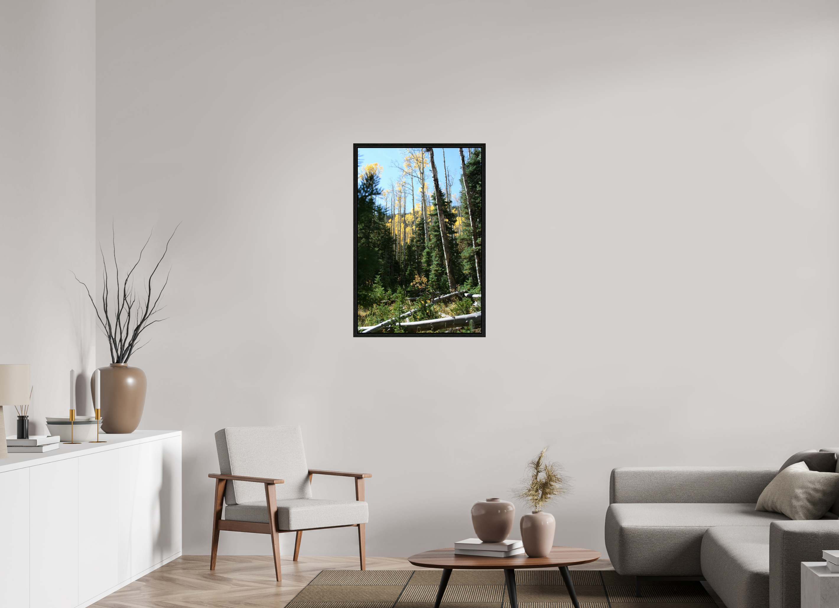 24 x 36″, Floater Frame Fall Hike in Colorado