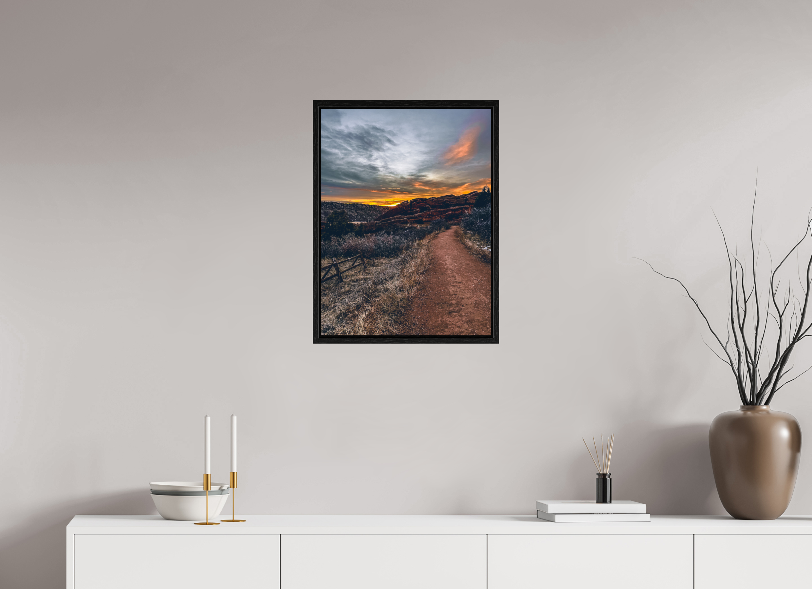 18 x 24″, Floater Frame Red Rocks at dawn 07