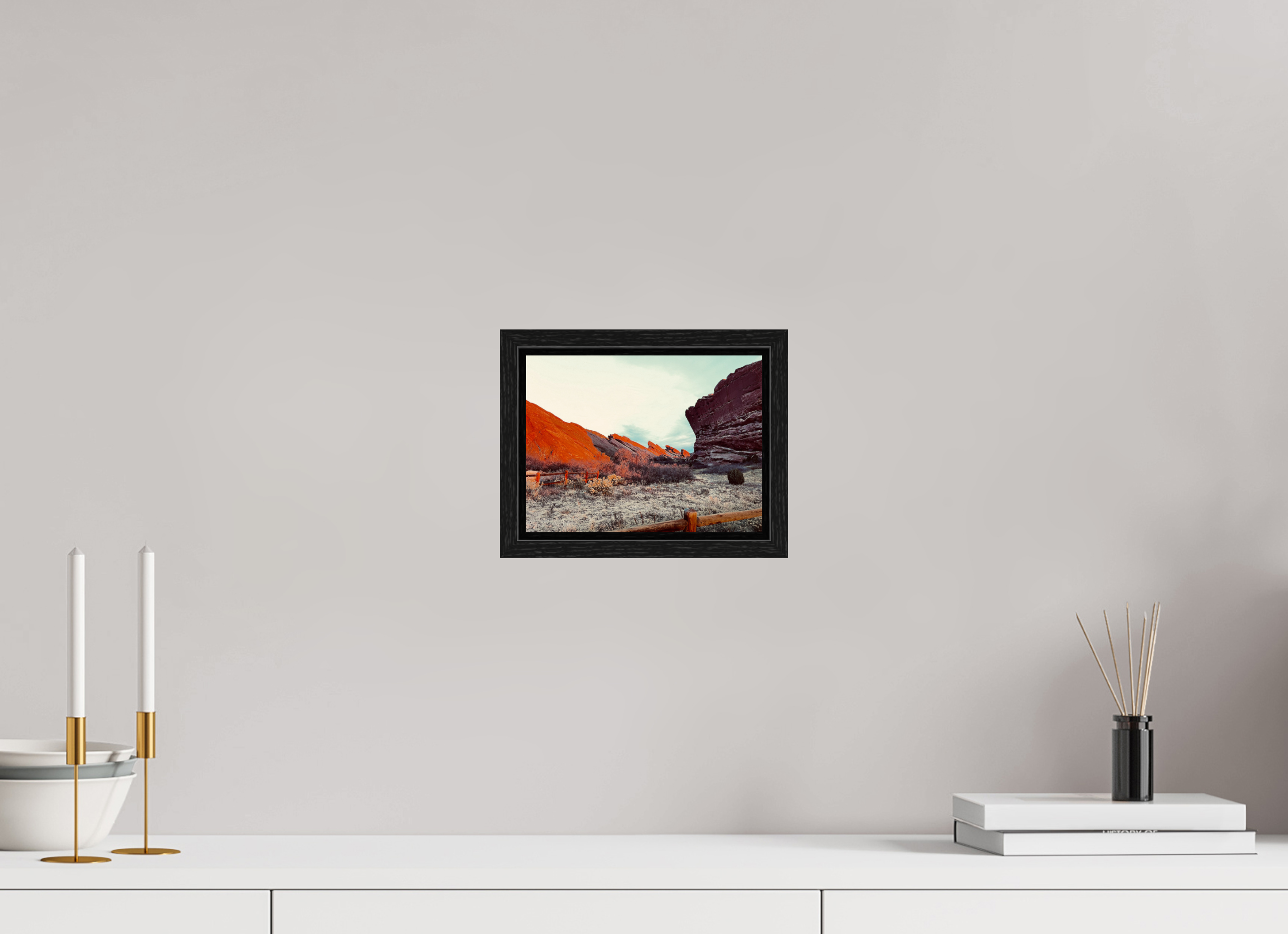 8 x 6″, Floater Frame Red Rocks at dawn 05