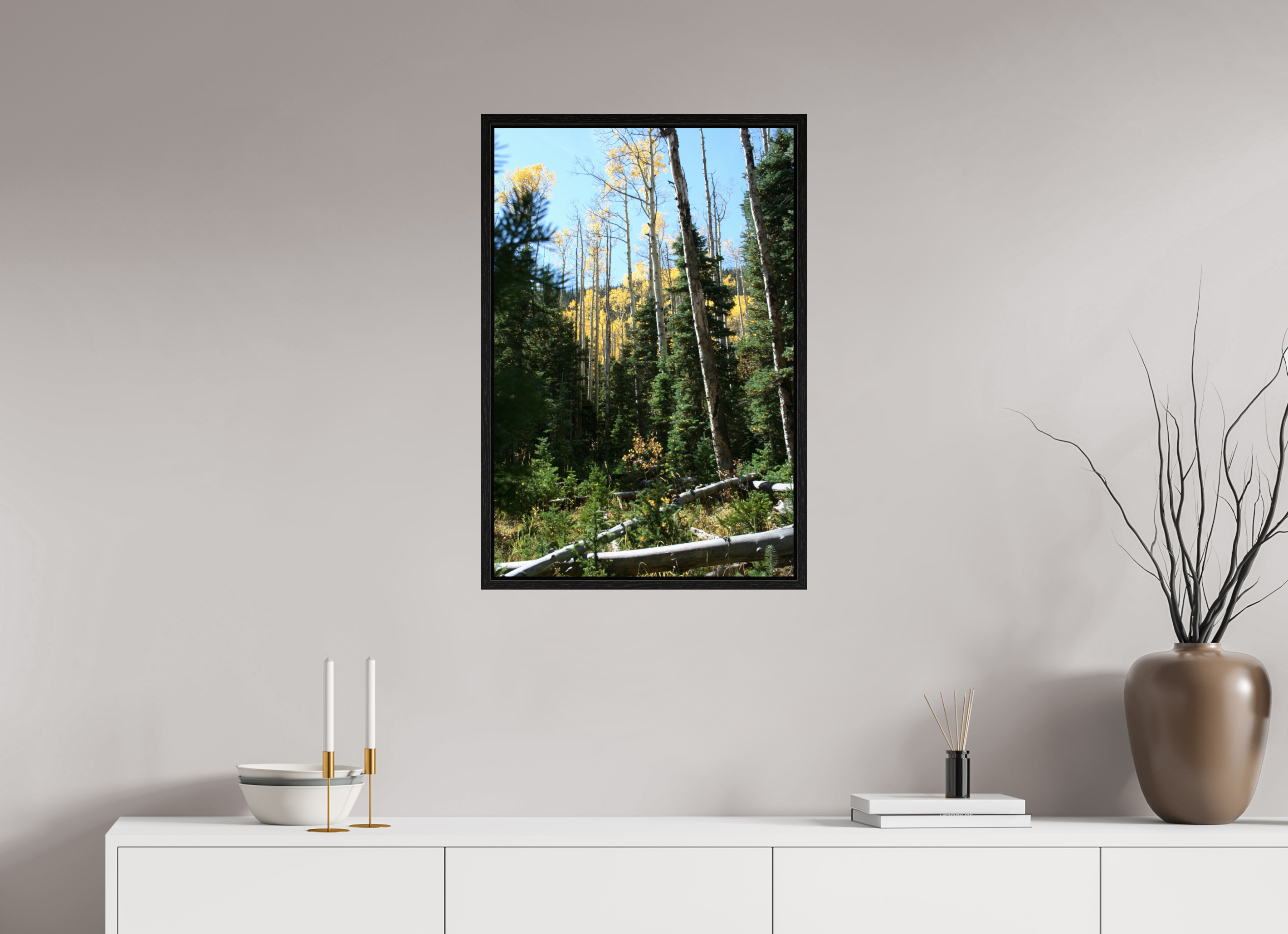 20 x 30″, Floater Frame Fall Hike in Colorado