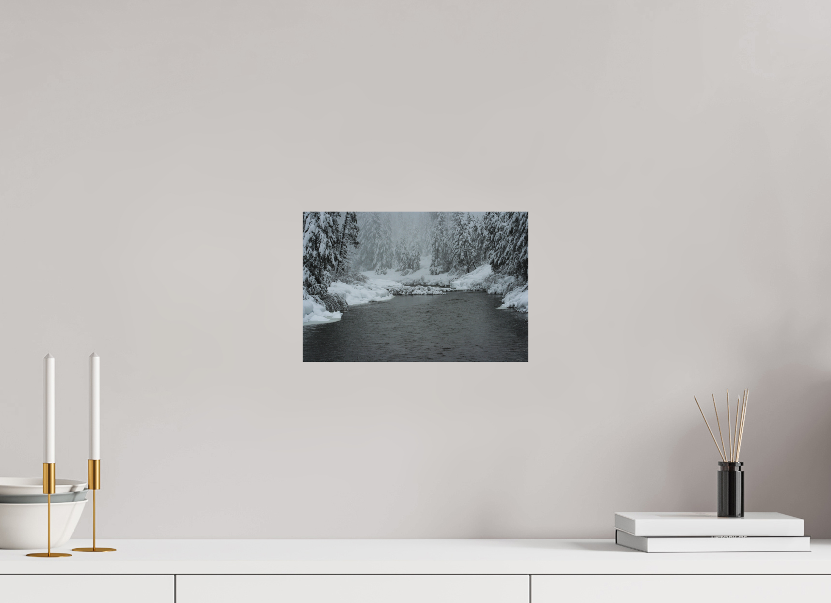 12 x 8″, Direct Print on Aluminum Dibond Winter in Tahoe stream 09
