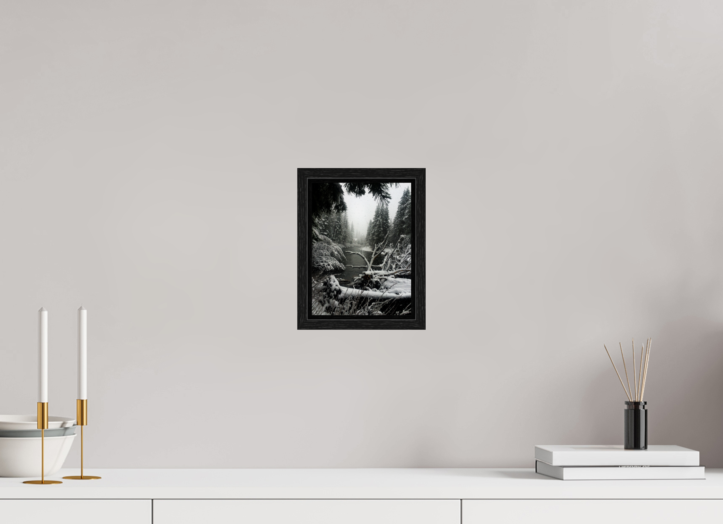 6 x 8″, Floater Frame Winter in Tahoe stream 06