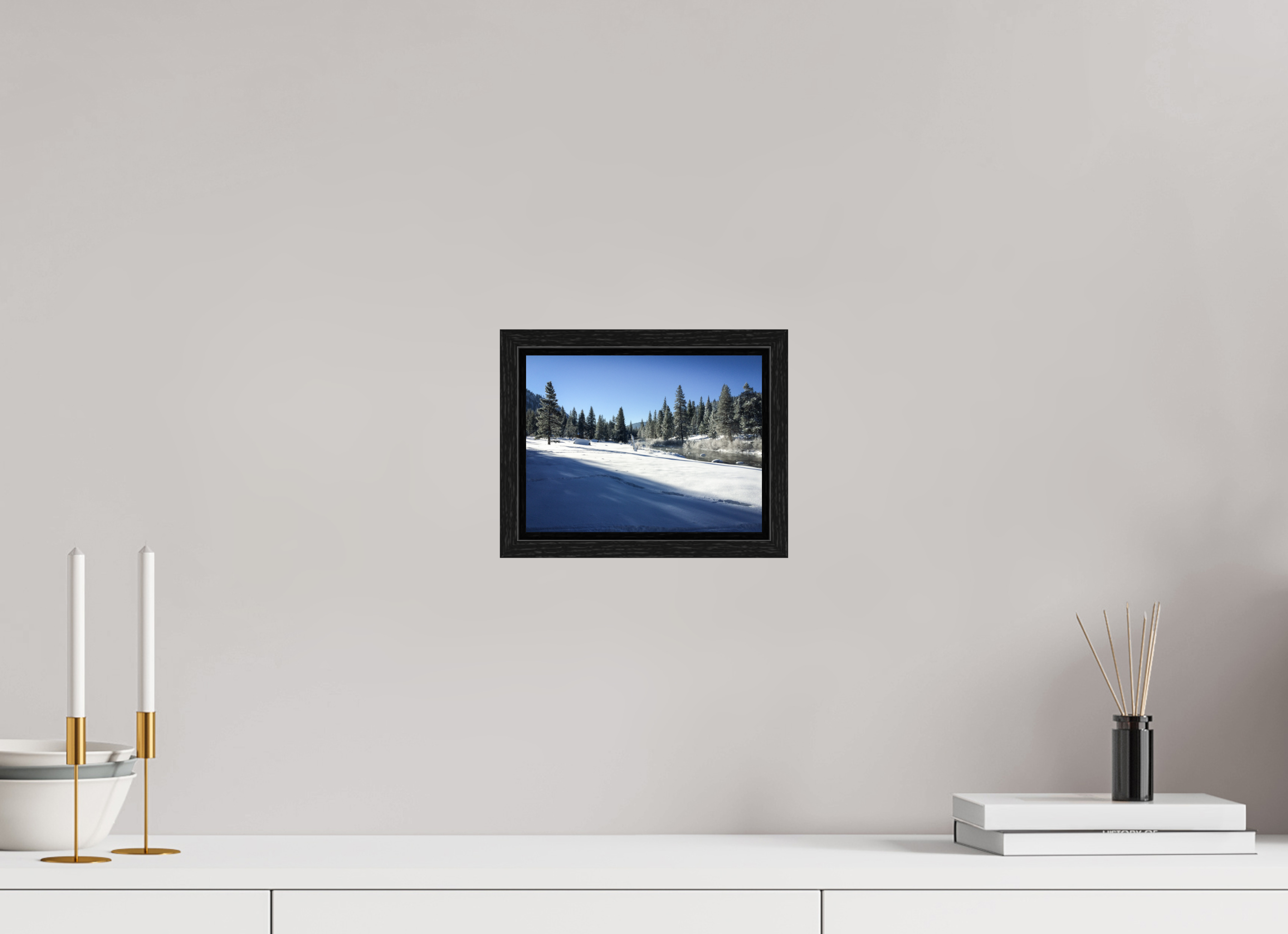 8 x 6″, Floater Frame Winter in Tahoe Stream 07