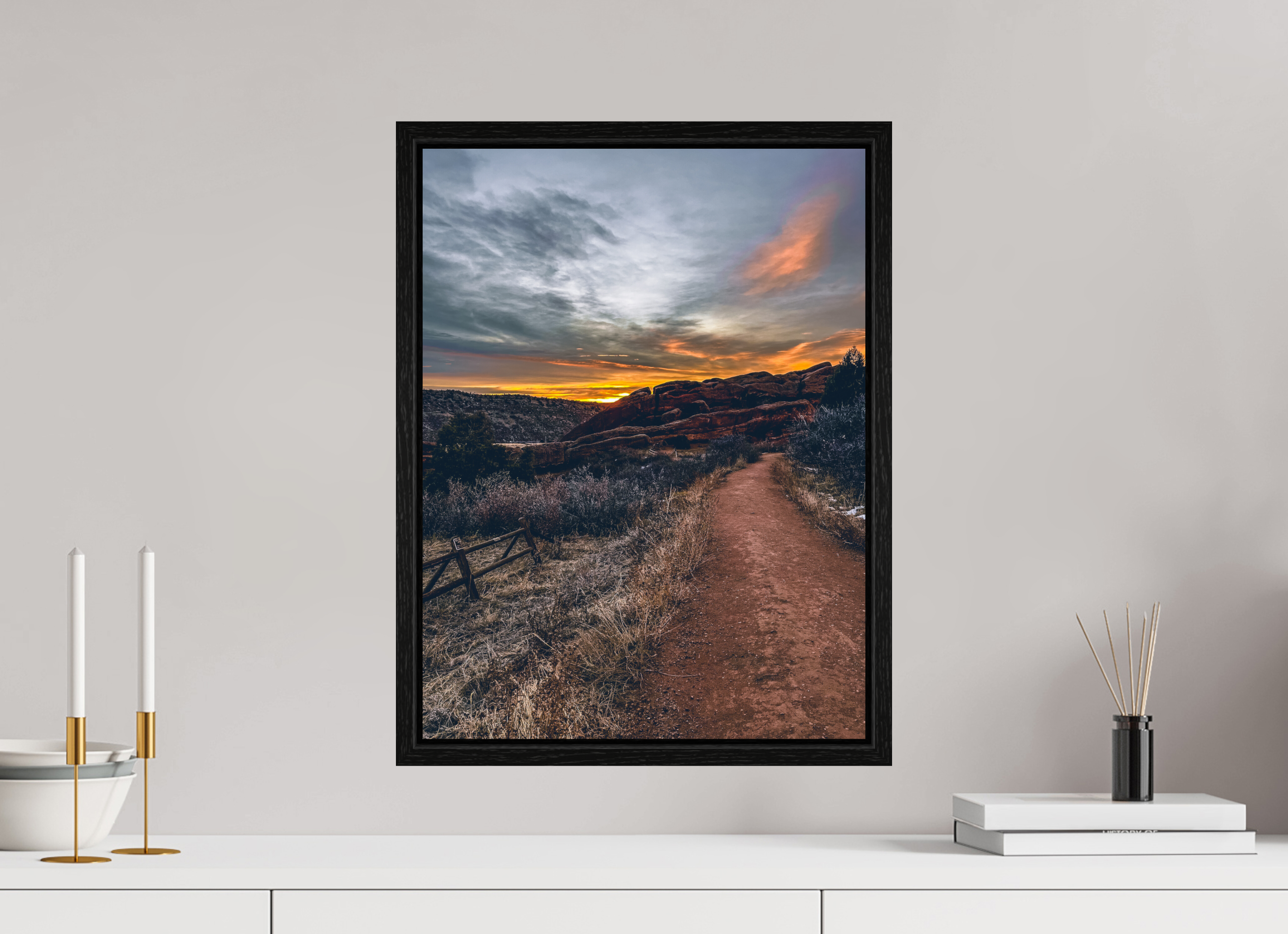 15 x 20″, Floater Frame Red Rocks at dawn 07