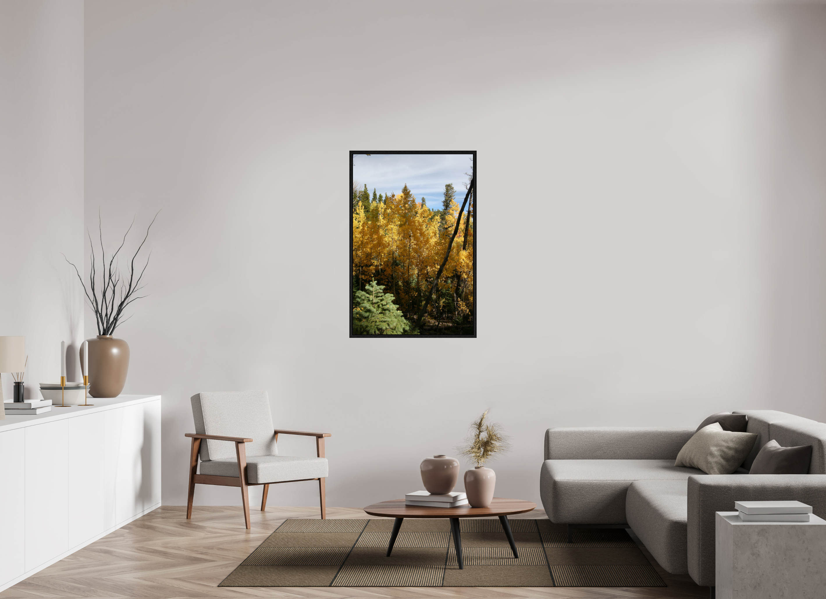 30 x 45″, Floater Frame Yellow Aspen 01