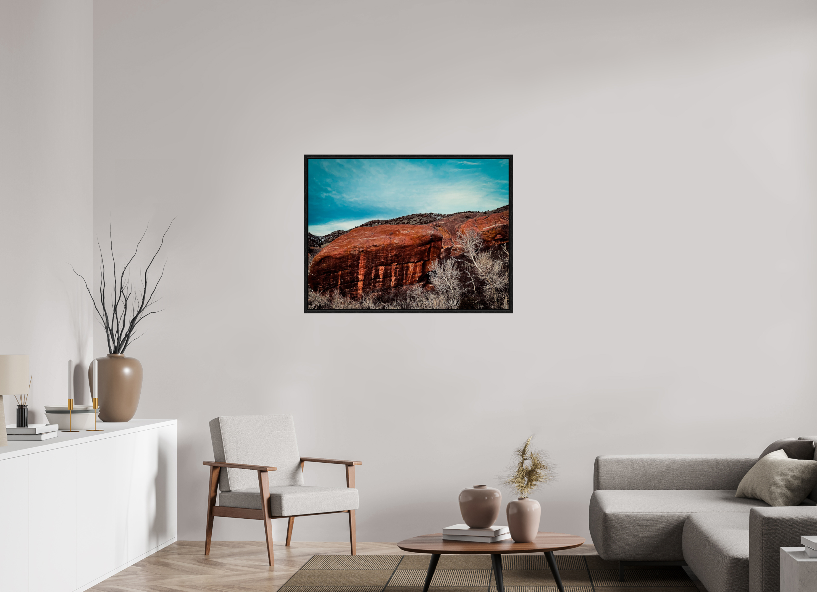 40 x 30″, Floater Frame Red Rocks at dawn 02