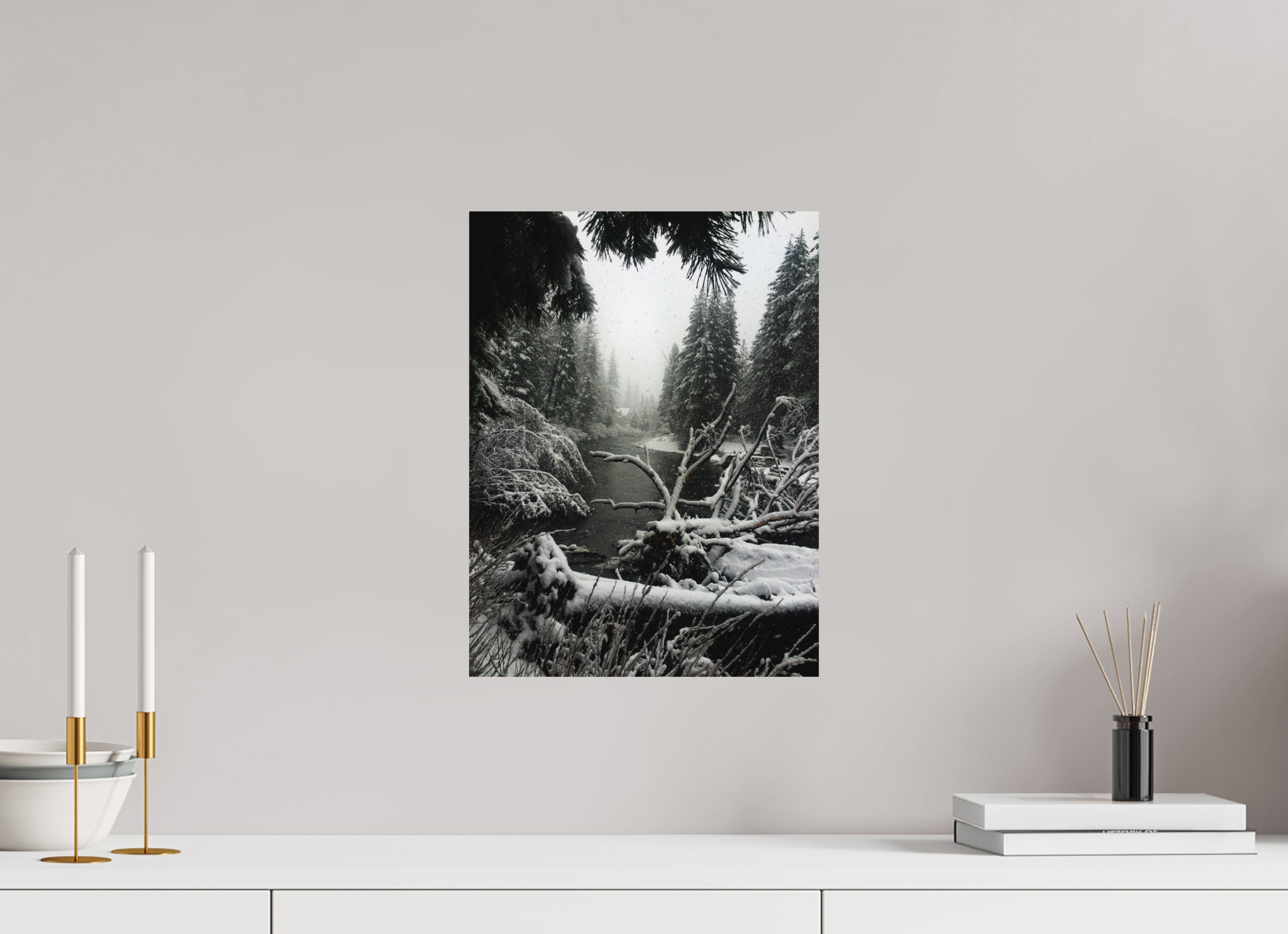 12 x 16″, Direct Print on Aluminum Dibond Winter in Tahoe stream 06